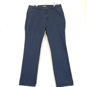 Lee Chino Pants Relax Fit Straight Leg Women 12 Mid Rise Blue Workwear Uniform